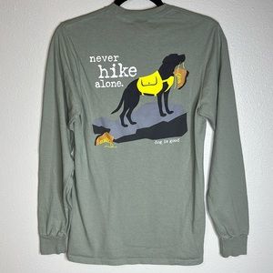 DOG IS GOOD Graphic T Shirt Never Hike Alone Black Dog Long Sleeve Unisex Mens S